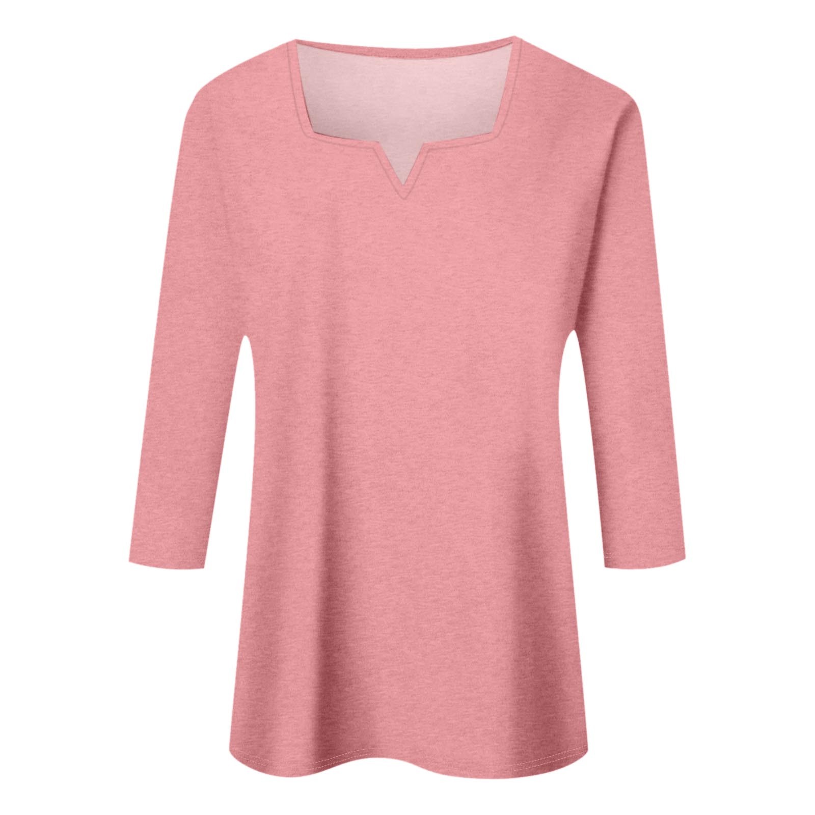 thumbnail image 5 of Top de mujer con cuello cuadrado, manga 3/4 y bloques de color - Blusa elegante y casual para el verano, corte holgado, 5 of 5